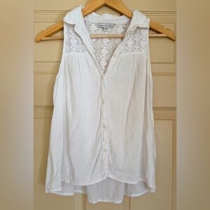 American Eagle Outfitters White Crochet Lace Yoke Top